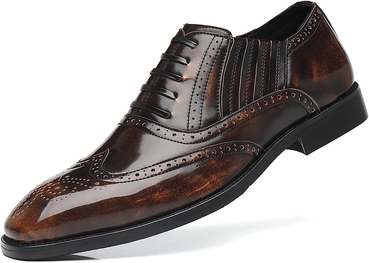 

Мужские туфли Santimon с крыльями, оксфорды, классические дерби с шнуровкой, броги, кожаные, для официального и делового стиля, Bronze