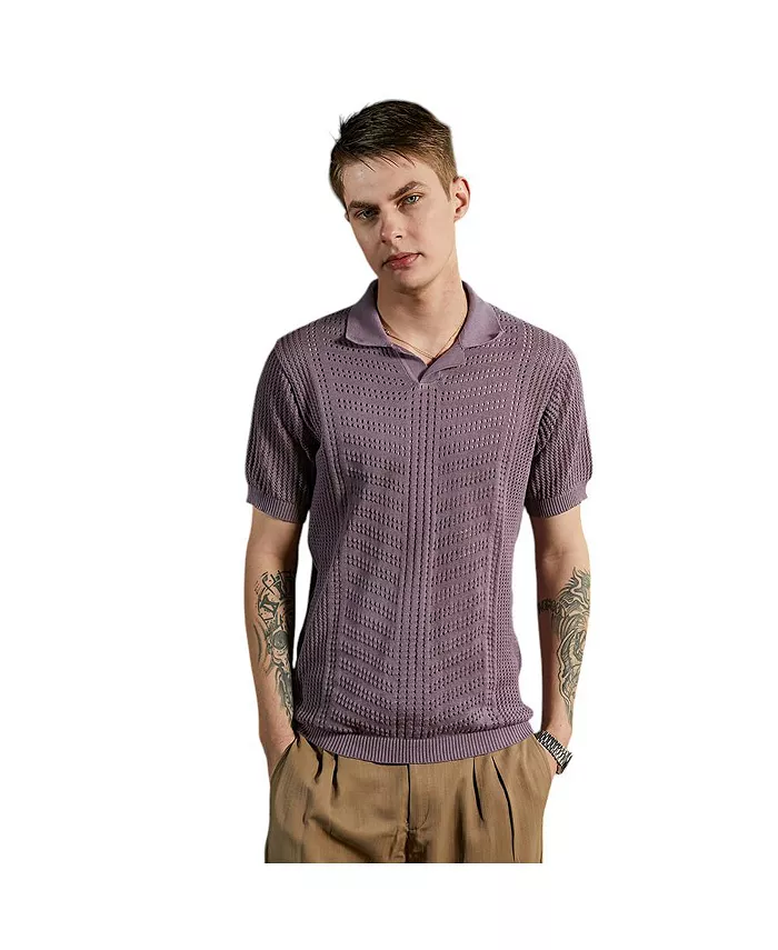 

Мужская поло-футболка с текстурой в полоску цвета розовато-лилового оттенка Mauve Purple Campus Sutra, фиолетовый