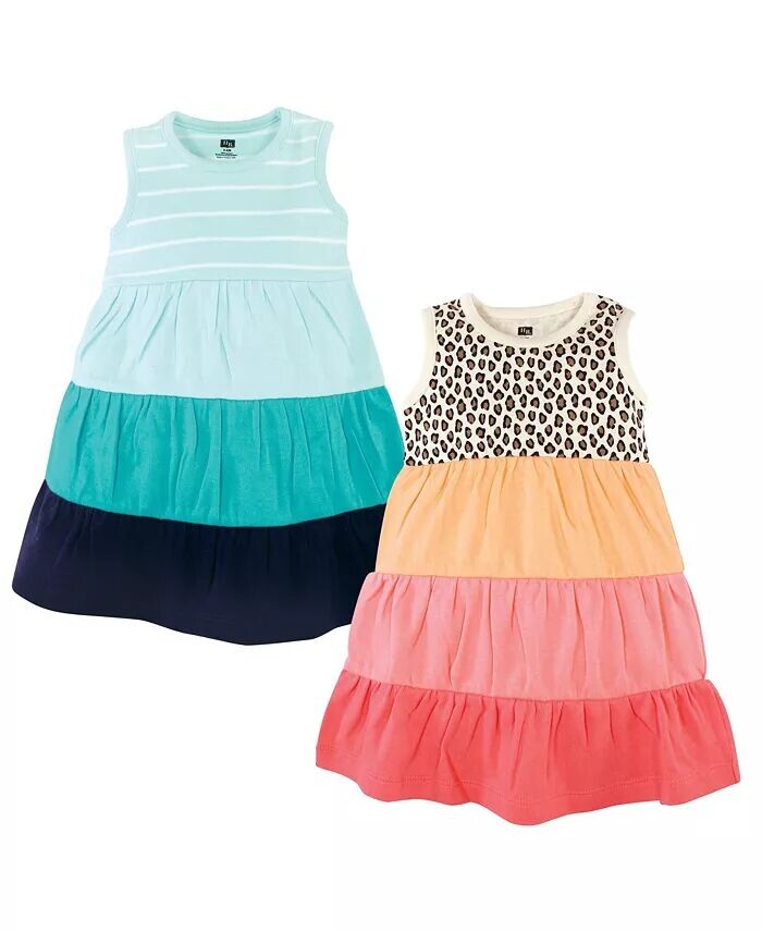 

Хлопковые платья для маленьких девочек, 2 шт., леопардовый, коралловый, мятный Hudson Baby, мультиколор