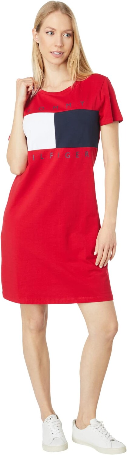 

Платье Tommy Hilfiger Short Sleeve Big Flag Dress, цвет Scarlet
