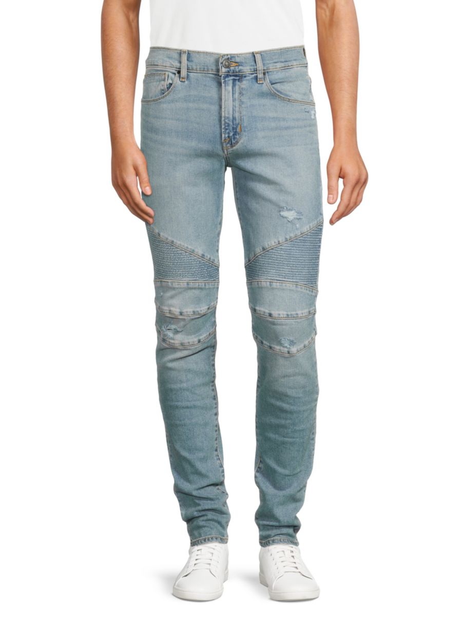 

Джинсы Banks Biker с потертостями и вставками Hudson Jeans, синий