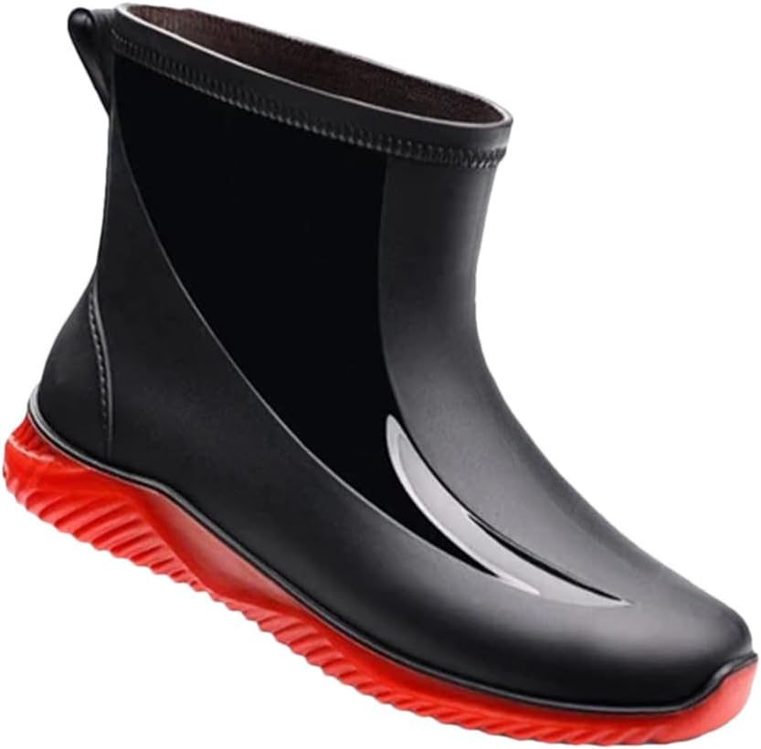 

Мужские короткие резиновые сапоги Wjnvfioo, противоскользящие, износостойкие, для улицы, с хлопком, водонепроницаемые, красный