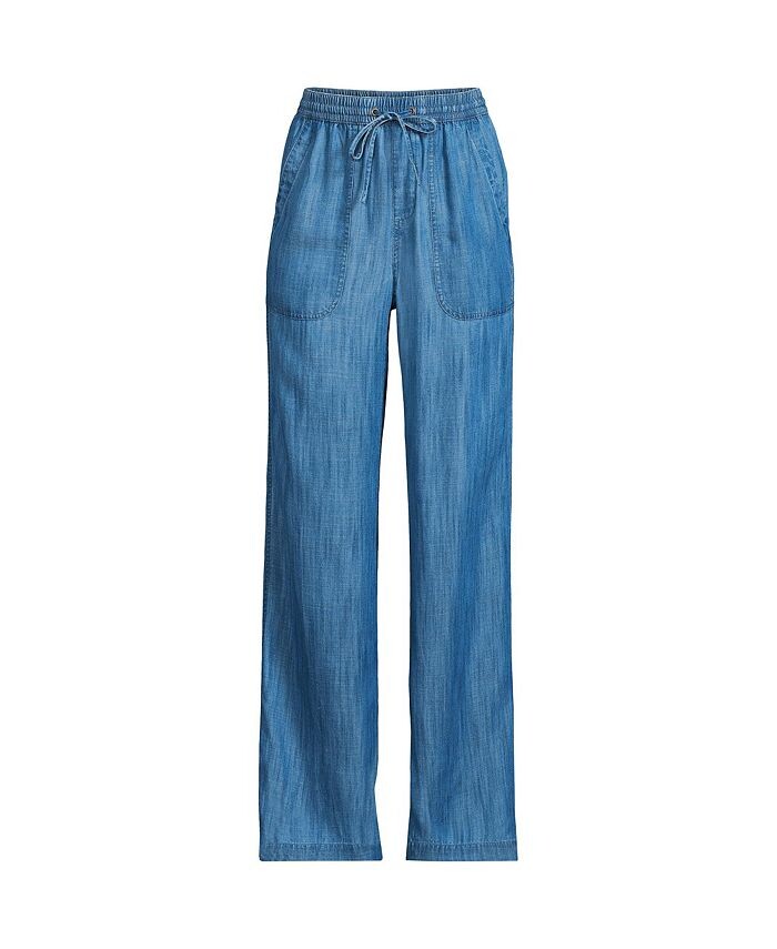 

Женские широкие брюки с высокой посадкой TENCEL Lands' End, цвет Soft indigo