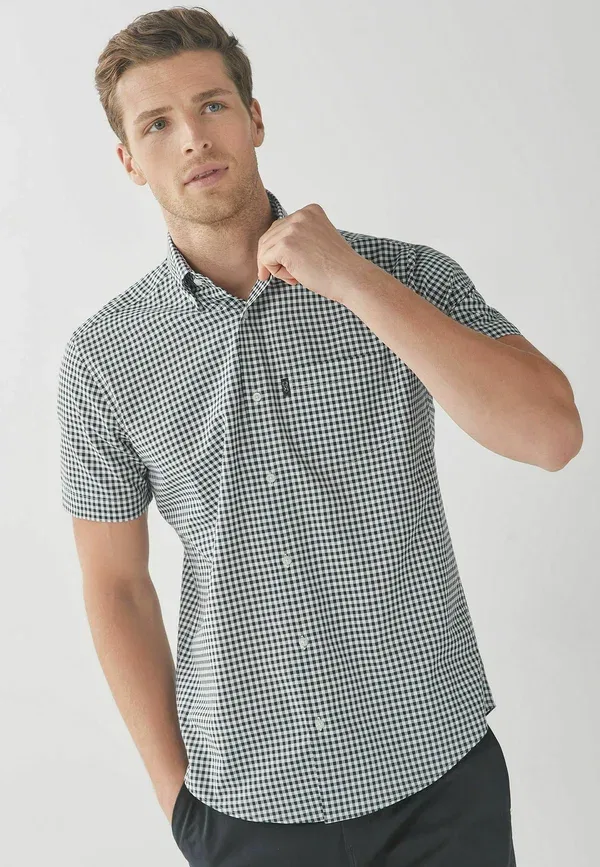 Рубашка оксфорд Next, Easy iron button down oxford shirt, темно-синяя/белая клетка