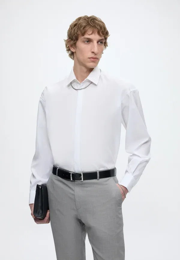 Брюки зауженные Calvin Klein Micro barleycorn slim, спокойно-серый — фото 4