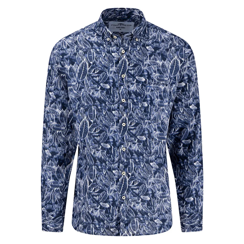 

Рубашка Fynch Hatton Summer Linen Prints, синий