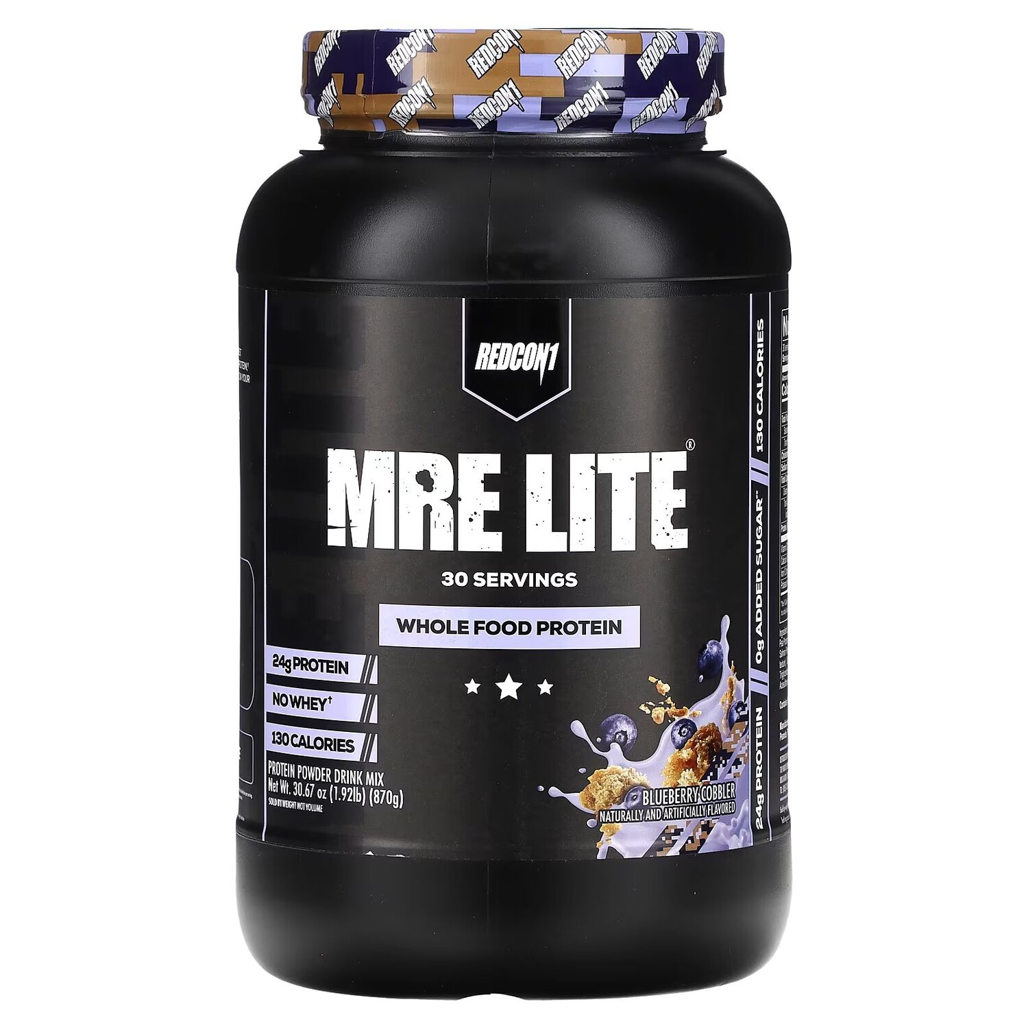 

MRE Lite, Цельнопищевой белок, черничный коблер, 1,92 фунта (870 г) Redcon1