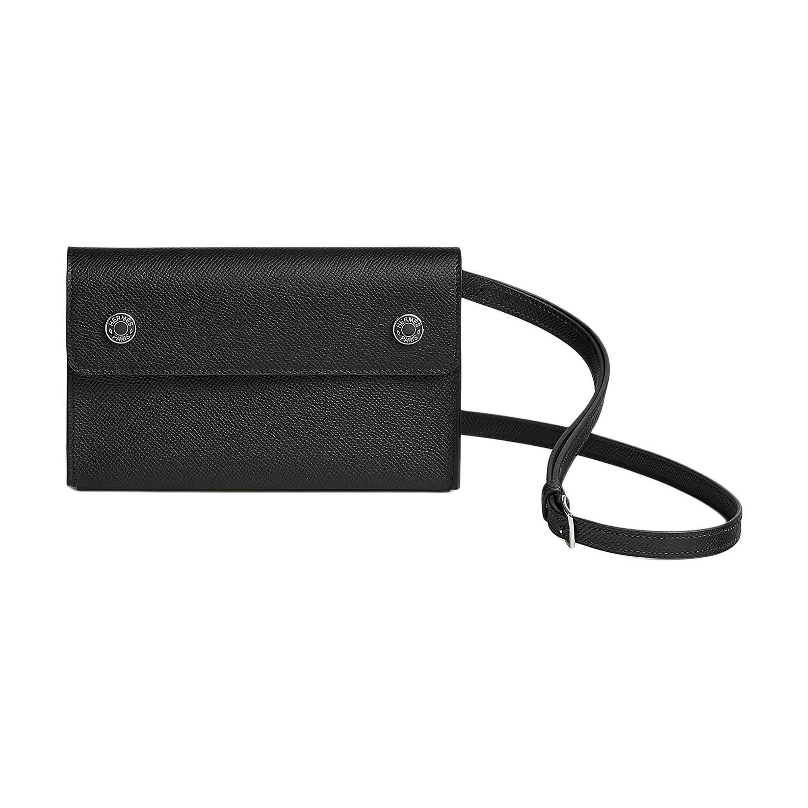 

HERMES Женский черный клатч на одно плечо из кожи Эпсом