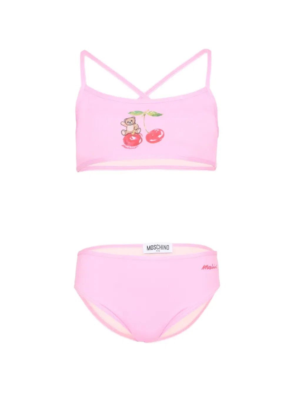 Бикини с вишневым принтом Moschino Kids, розовый