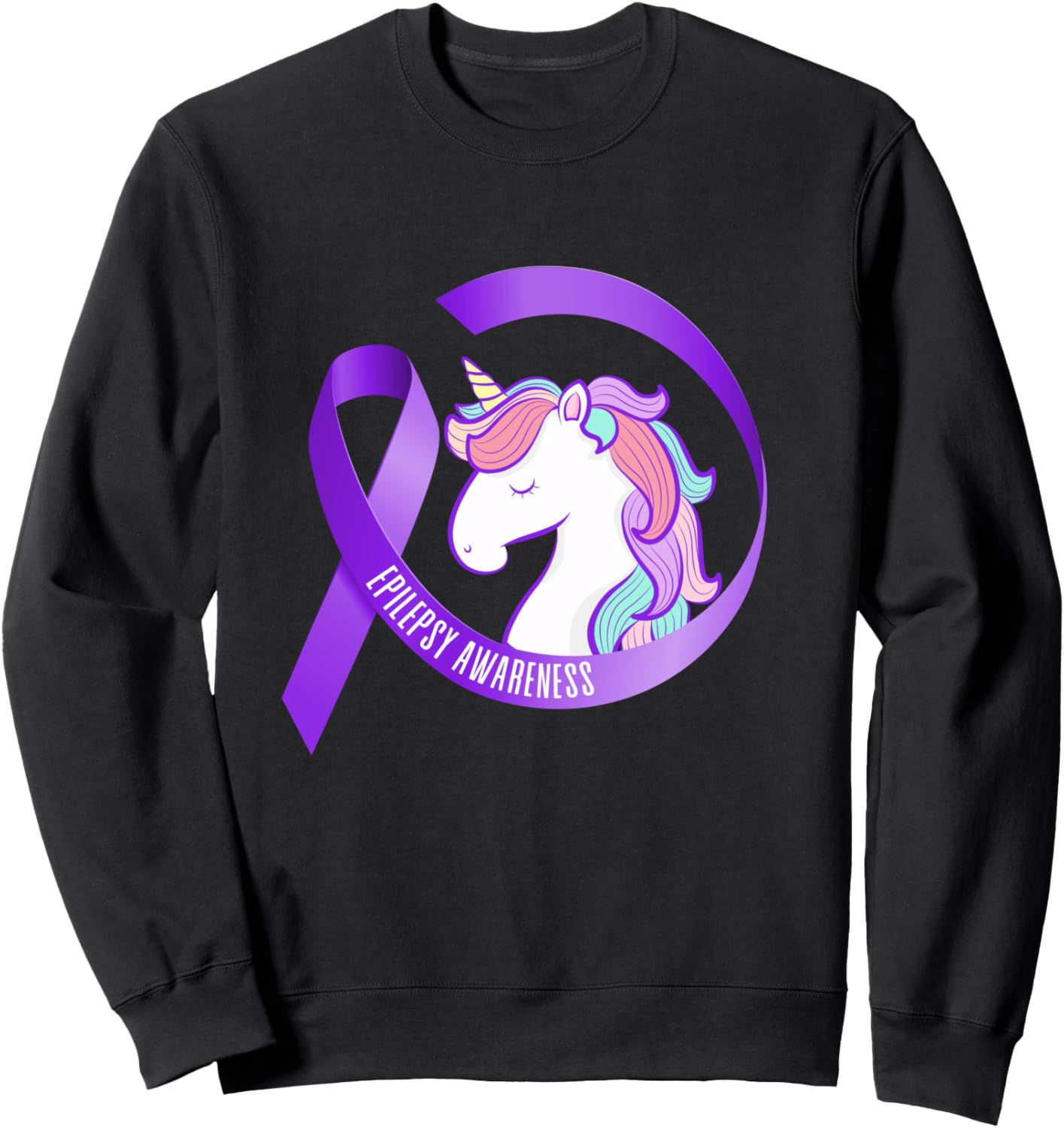 

Забавная толстовка с единорогом и лентой в поддержку осведомленности об эпилепсии Epilepsy Awareness Day Month Support Hd0, черный