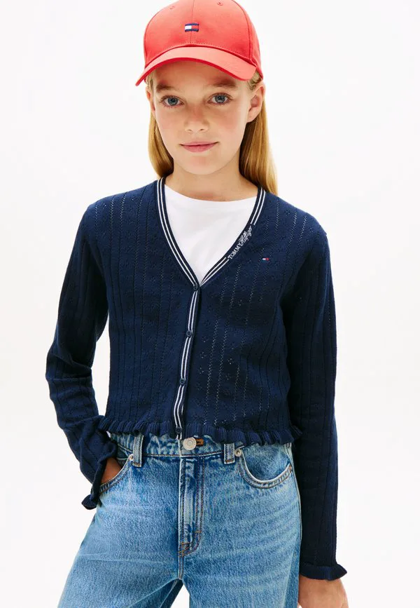 Кардиган с ажурной оборкой и v-образным вырезом Tommy Hilfiger, Dark Night Navy — фото 2