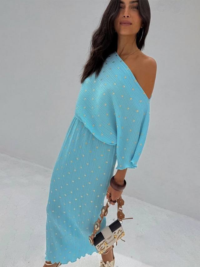 

Платье миди Tilly Plisse Never Fully Dressed, Turquoise