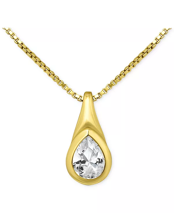 

Ожерелье с подвеской в форме груши из стерлингового серебра с кубическим цирконием, 16 дюймов + 2-дюймовая удлинительная вставка, эксклюзивно в Macy's Giani Bernini, gold