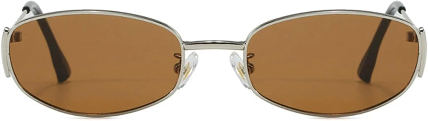 

Willochra Модные ретро-солнцезащитные очки овальной формы для женщин, дизайнерские очки в винтажном стиле 90-х, классические металлические солнцезащитные очки, C1