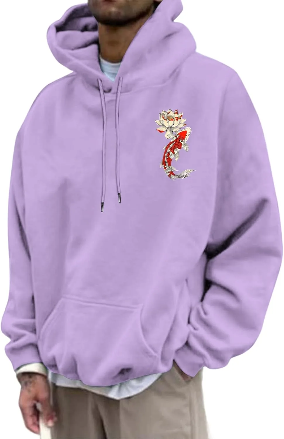 

Мужская толстовка с принтом Koi Fish Floral Print, свободный крой