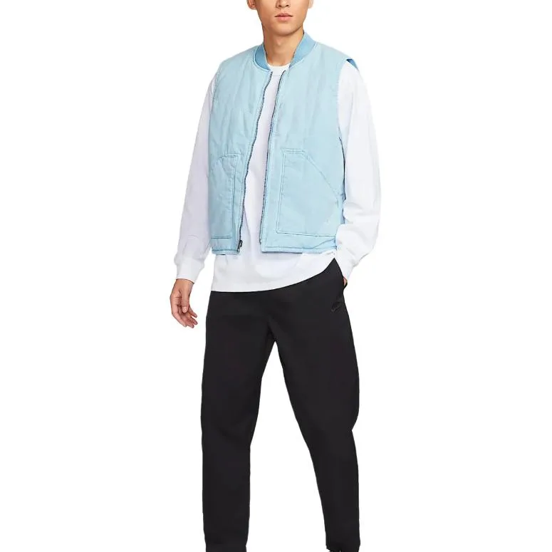 Nike Жилет мужской Mind Blue с бейсбольным воротником, утепленный, в стиле workwear — фото 4
