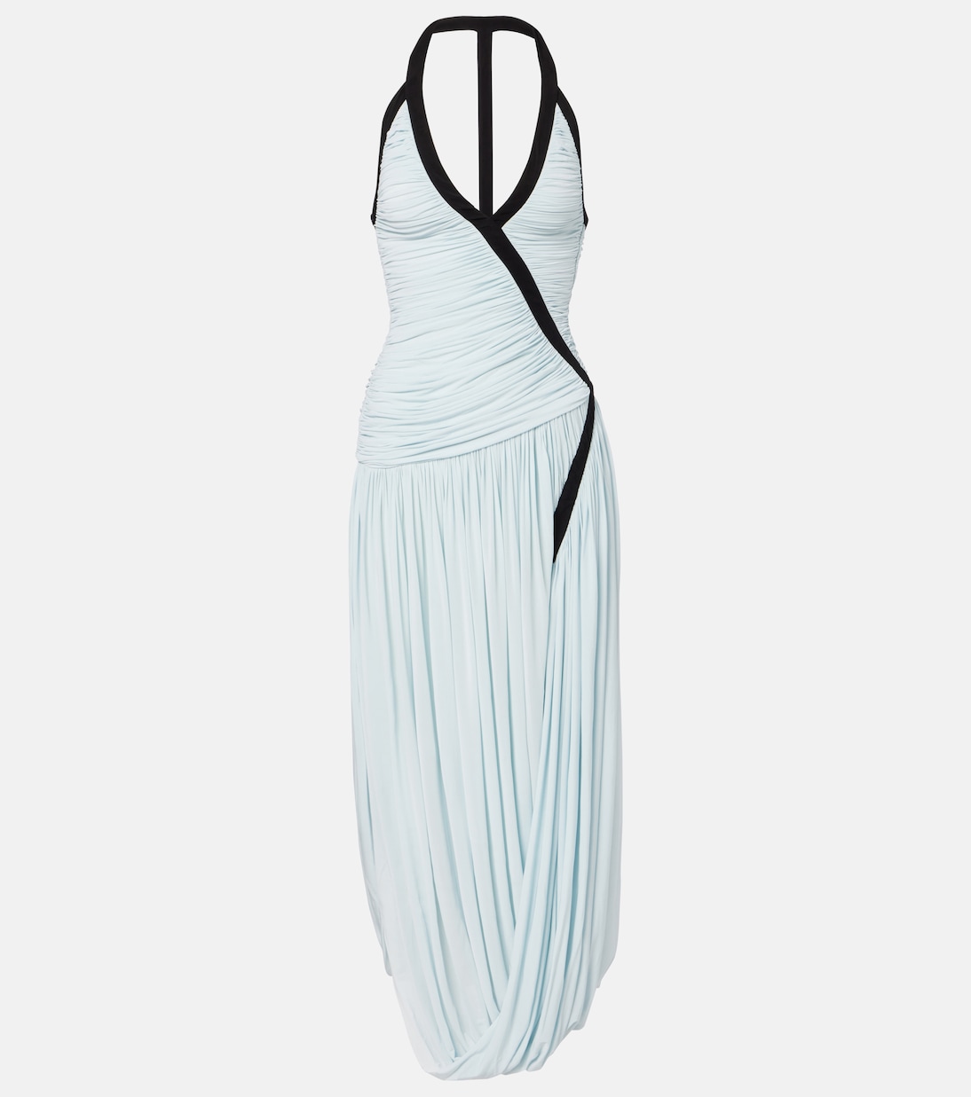 

Подвесное плиссированное макси-платье из джерси Christopher Esber, Clear Blue/Black