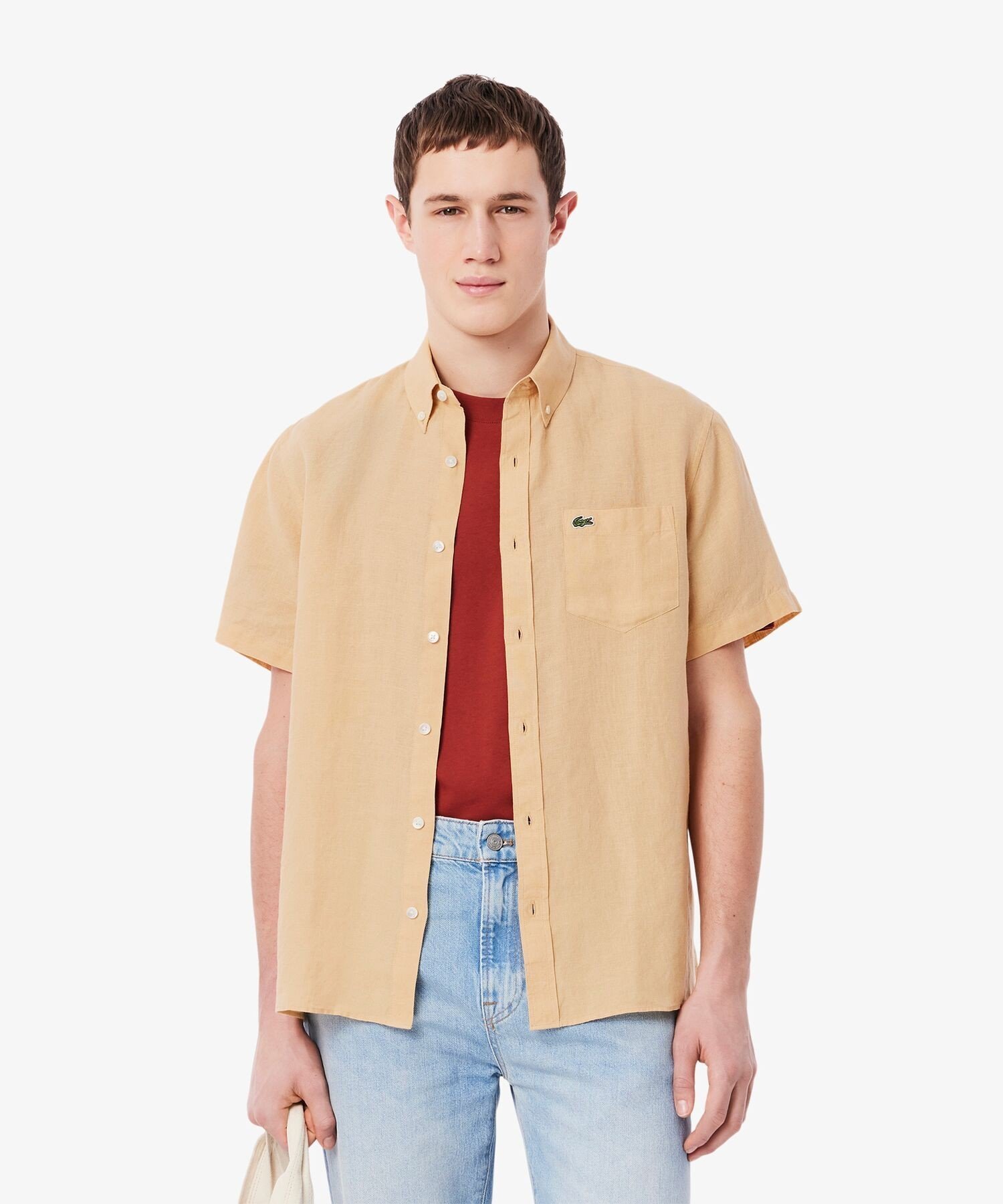 Льняная рубашка на пуговицах LACOSTE, Beige