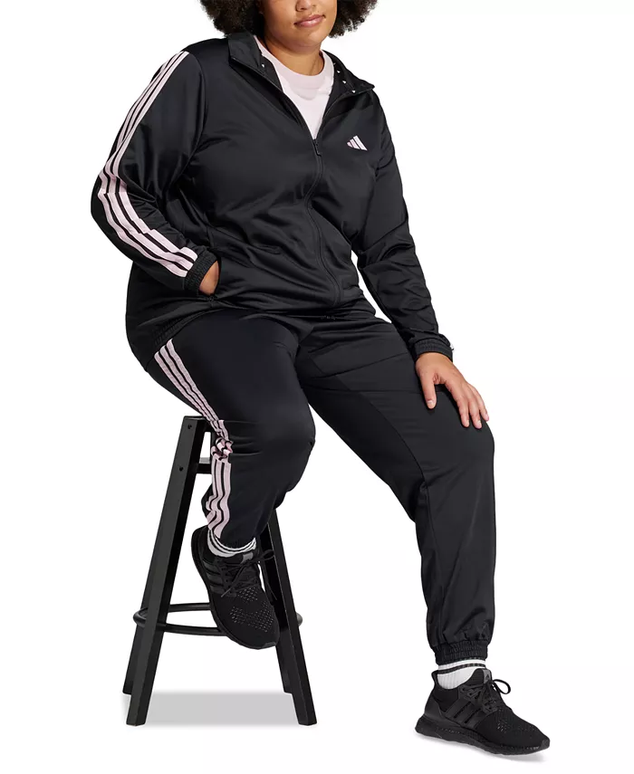 Женские спортивные брюки Plus Size Tricot 3-Stripes adidas, черный — фото 3