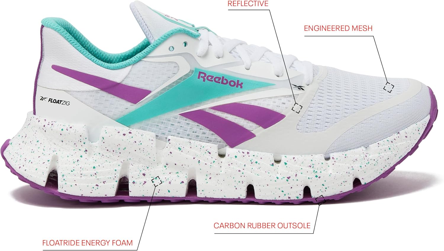 Мужские беговые кроссовки Reebok Floatzig, белый/фиолетовый — фото 2