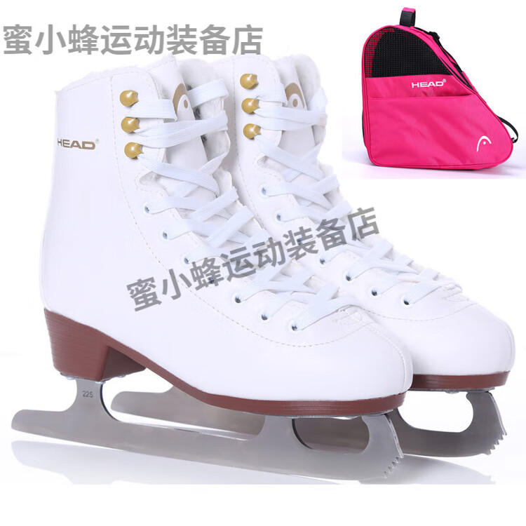 

HEAD Детские коньки для начинающих, взрослые мужские и женские фигурные коньки, белые коньки одна пара + розовая сумка для коньков, размер 35