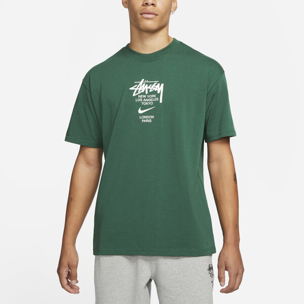 Футболка Stussy x Nike Crossover Alphabet Printing Round Neck Short Sleeve Unisex Green, зеленый — фото 3