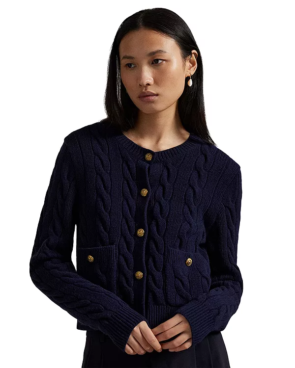 

Кардиган из шерсти и кашемира с косами Ralph Lauren, синий