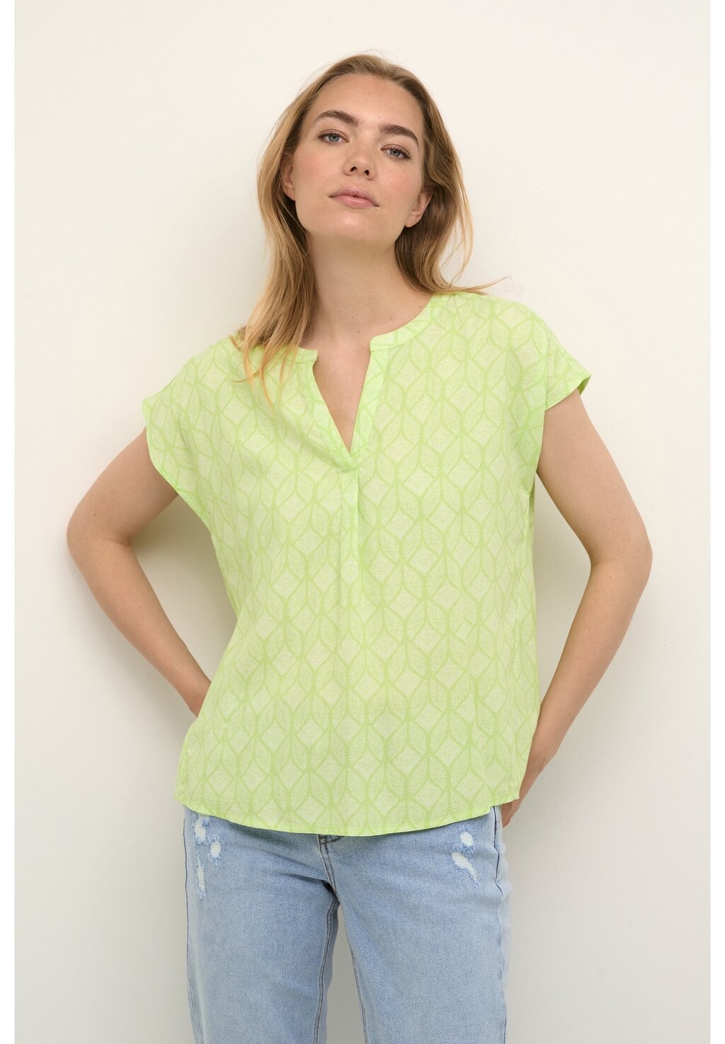 

Блуза TIAH CAP SLEEVE Cream, темно-зеленый