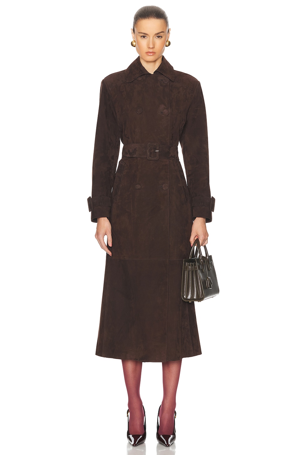 

Замшевый тренч Tate NOUR HAMMOUR, цвет Mocha Suede