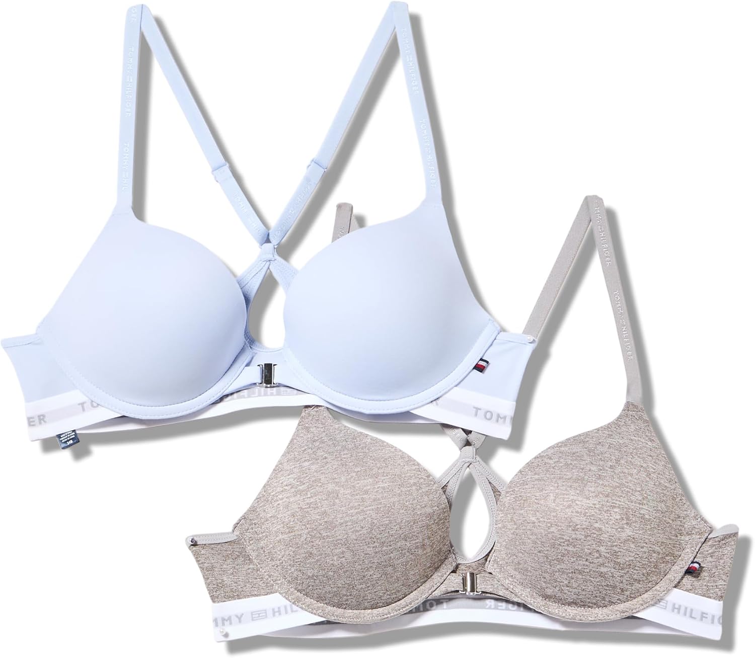 Женский бюстгальтер-борцовка с микро-костюмом Tommy Hilfiger Push-up, комплект из 2 шт., Heather Grey/Xenon Blue