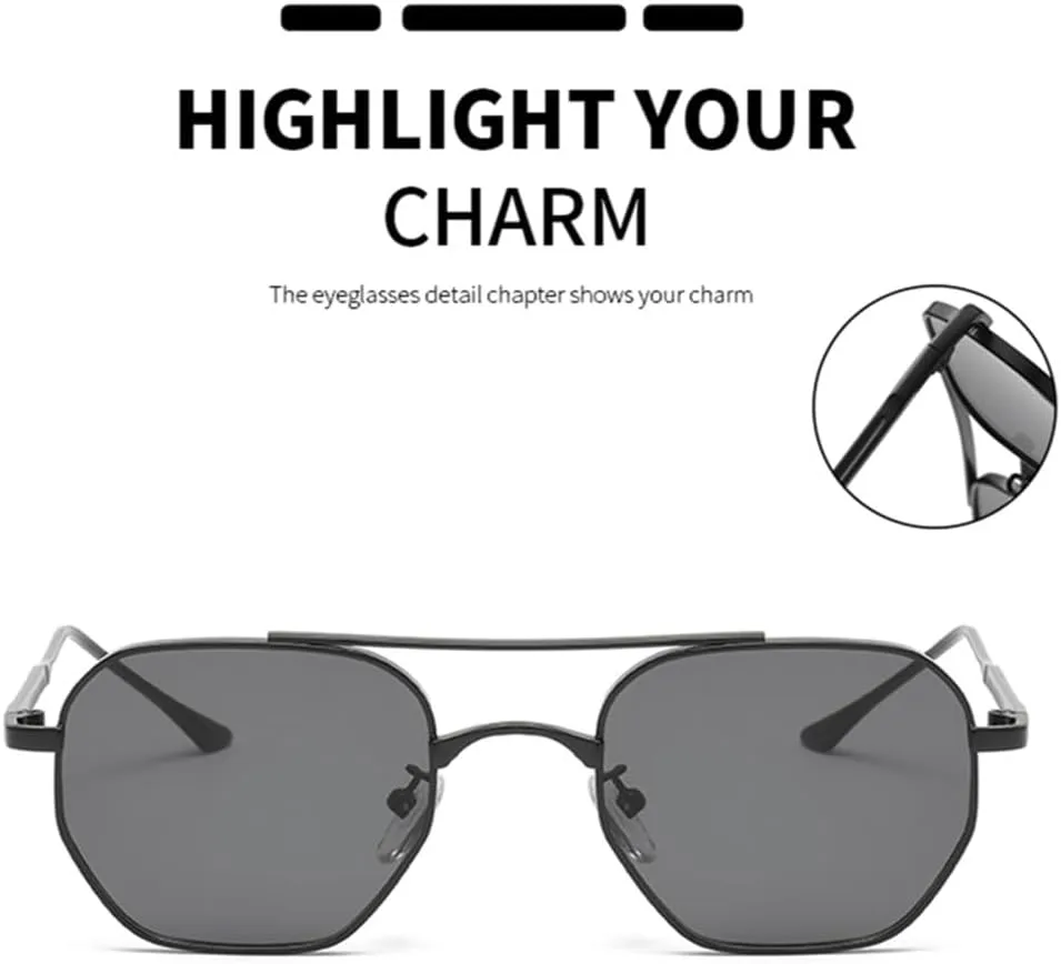 

Солнцезащитные очки с двойной перемычкой и металлической оправой, очки для вождения, винтажные мужские очки, защита от ультрафиолета UV400, женские очки HDUBFY, 6