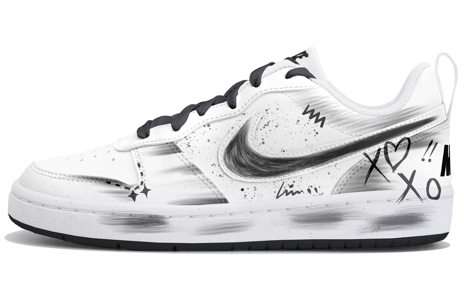 

Nike Court Borough Low top Детские скейтерские кроссовки Black White для подростков