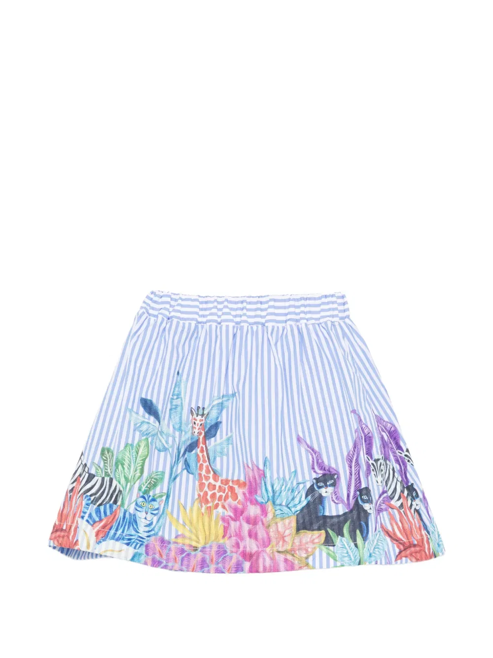Юбка в полоску с животным принтом Stella Jean Kids, синий