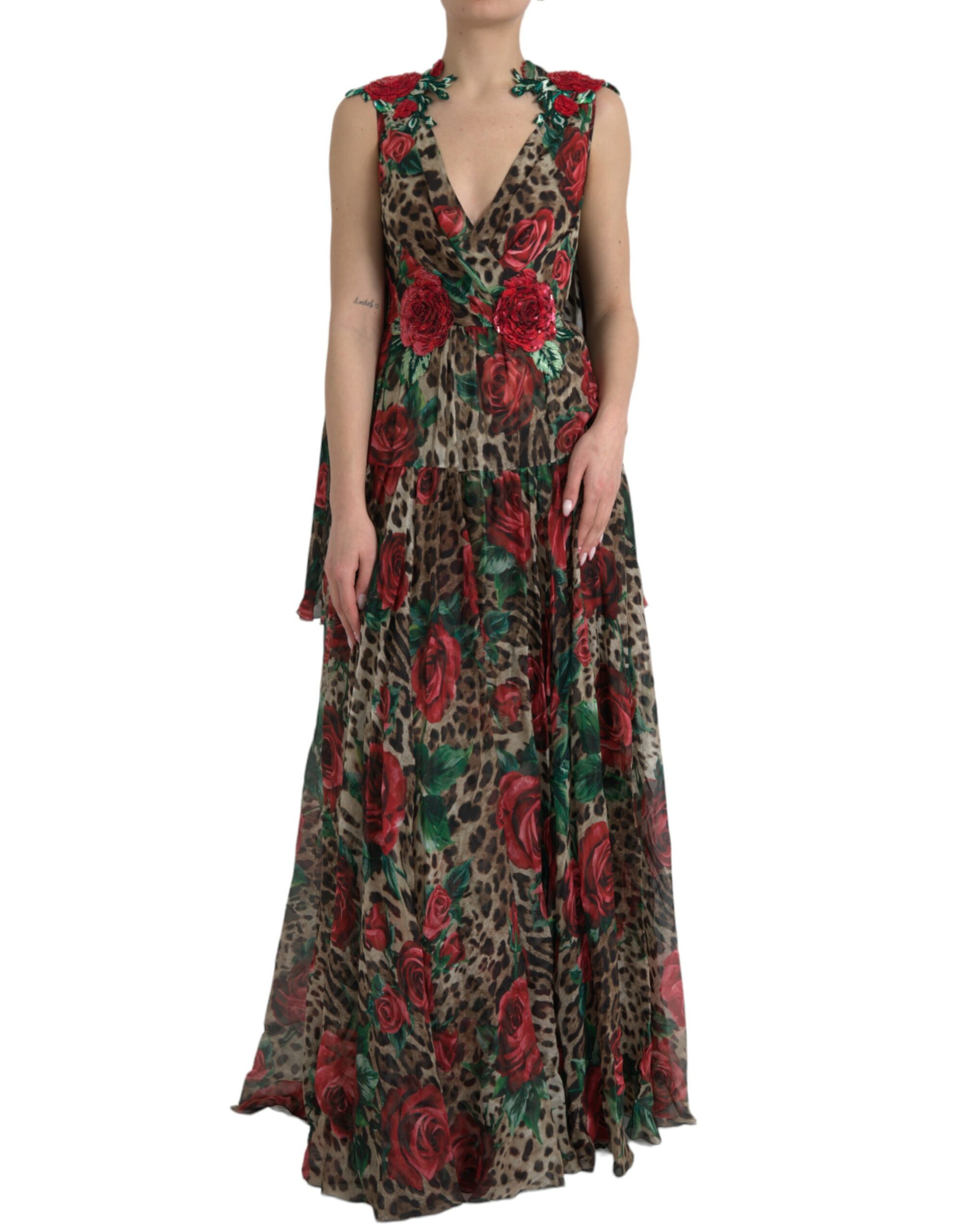 

Вечернее платье макси из разноцветного шелка Dolce & Gabbana