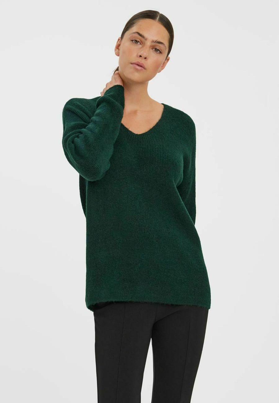 

Джемпер Vero Moda VMCREWLEFILE V-NECK NOOS, Pine Grove/Mottled Dark Green