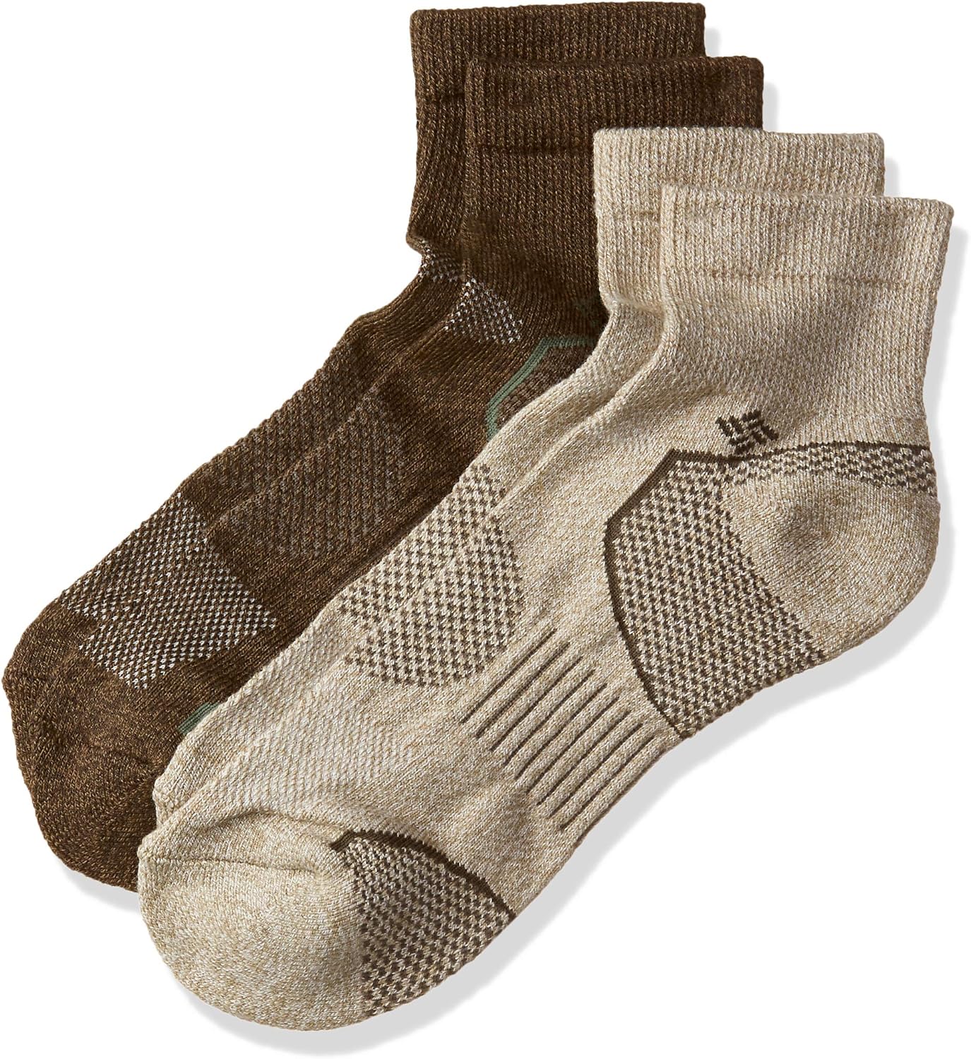 

Columbia мужские носки Balance Point Walking Quarter, 2 пары, Khaki,Brown