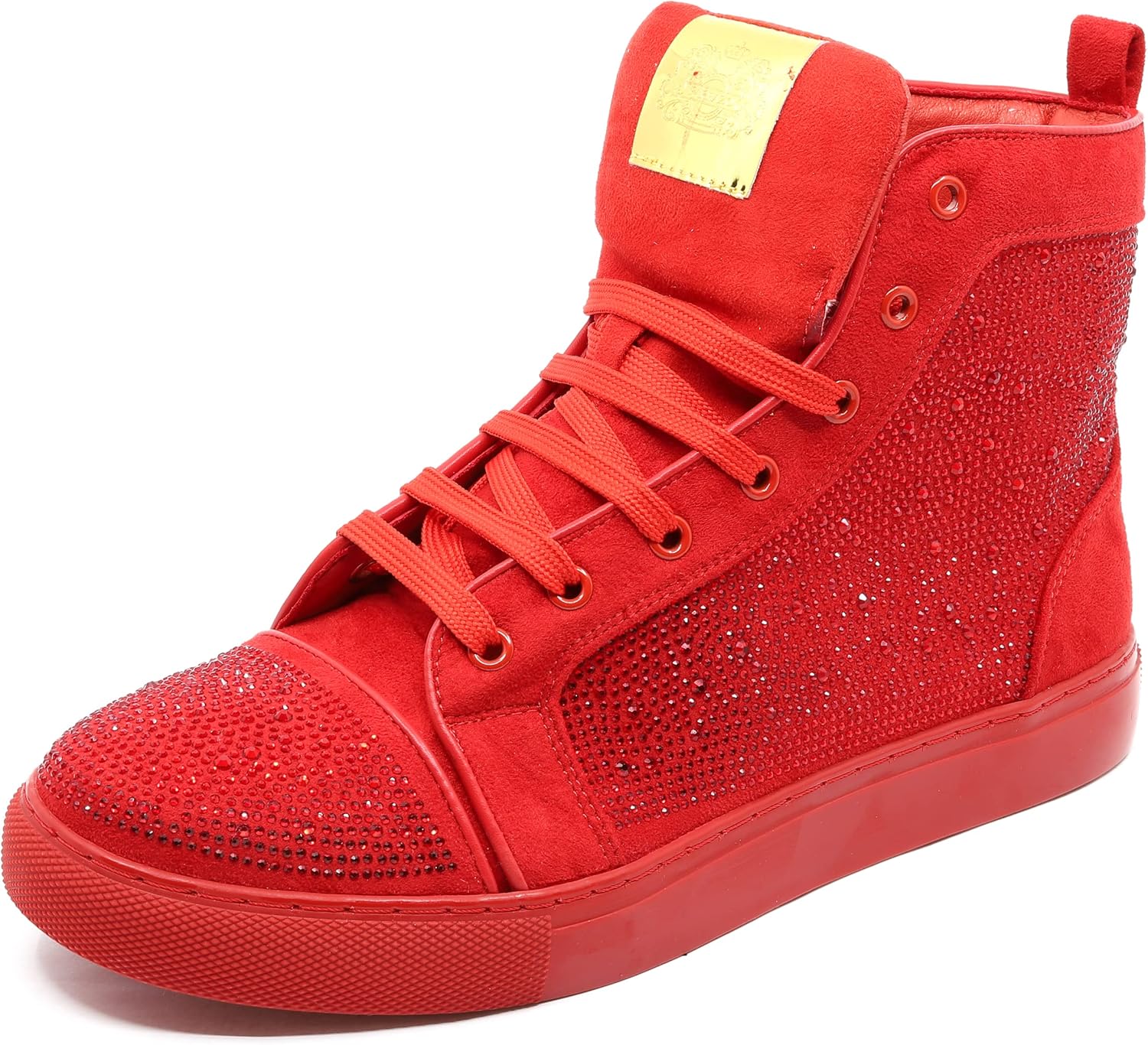 

Мужские высокие кеды с кристальным блеском и стразами, плоская модная повседневная обувь SNK-07 Metrocharm, красный