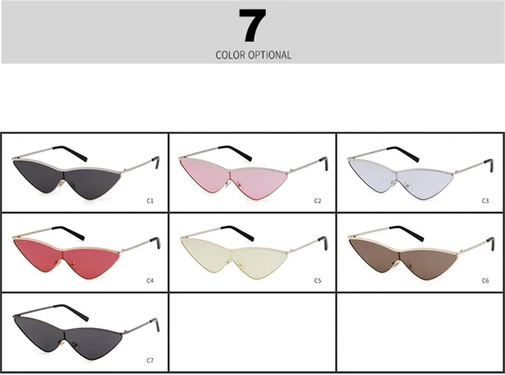 

Винтажные маленькие треугольные солнцезащитные очки в ретро-стиле с металлической оправой, цельные, для женщин, черные, с защитой от УФ-излучения UV400 DSXLY, C7