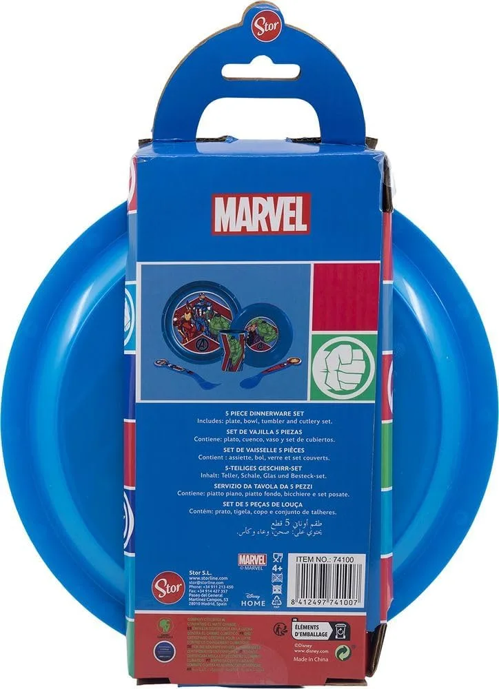 Tataway Marvel Avengers Hulk Iron Man Captain America Thor пластиковый обеденный набор, Red/Blue, тарелка, столовые приборы Stor — фото 4