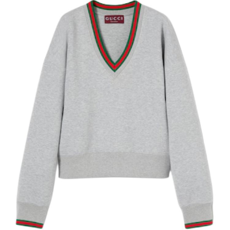 

Хлопковая трикотажная толстовка с логотипом Web Gucci, светлый серый