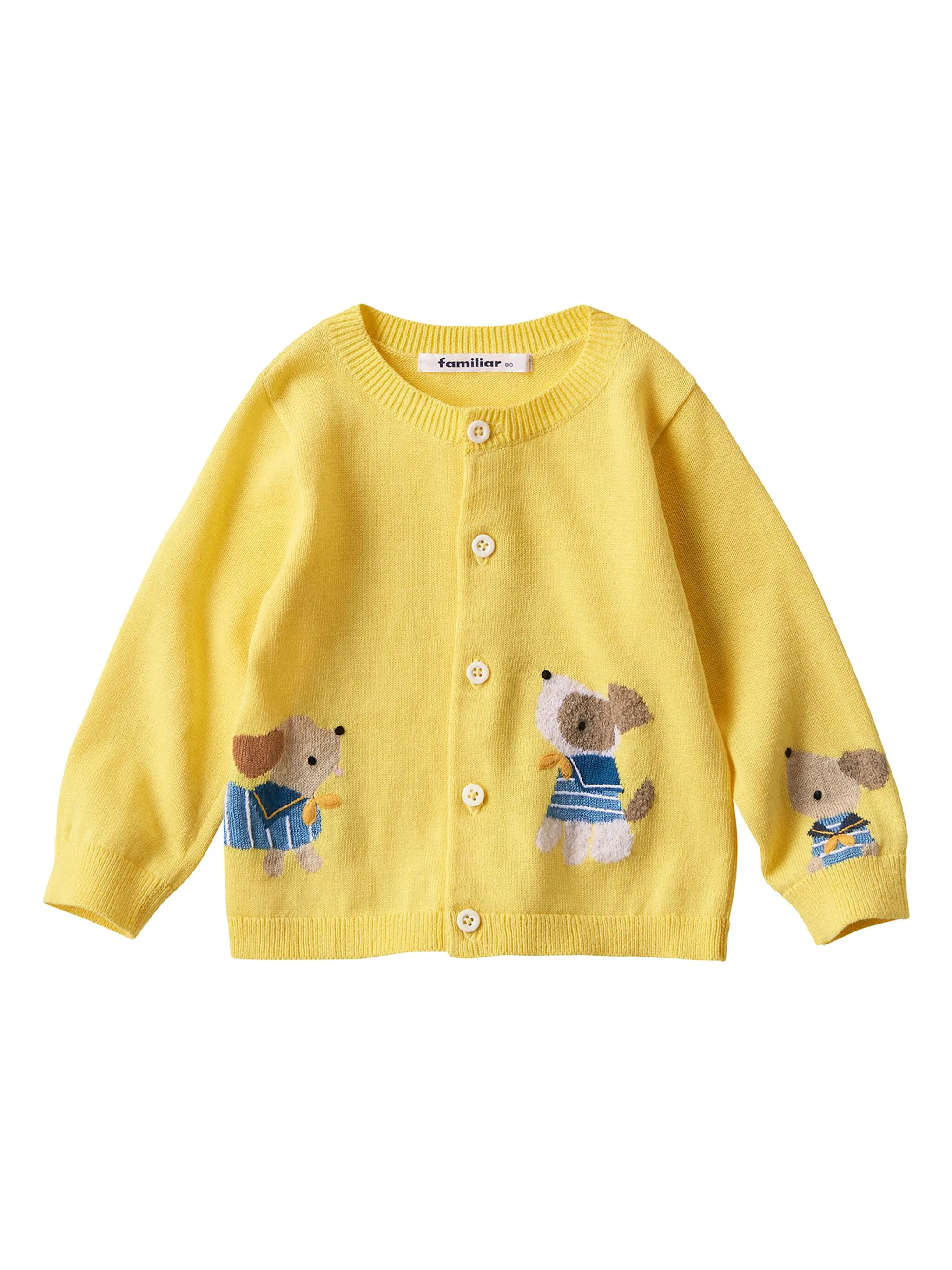 

Кардиган вязки интарсия с узором Familiar, желтый