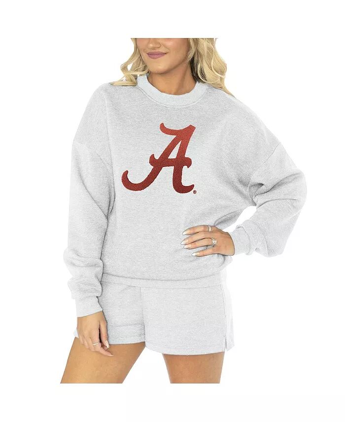 

Женский комплект для сна Ash Alabama Crimson Tide Team Effort, свитер и шорты Gameday Couture