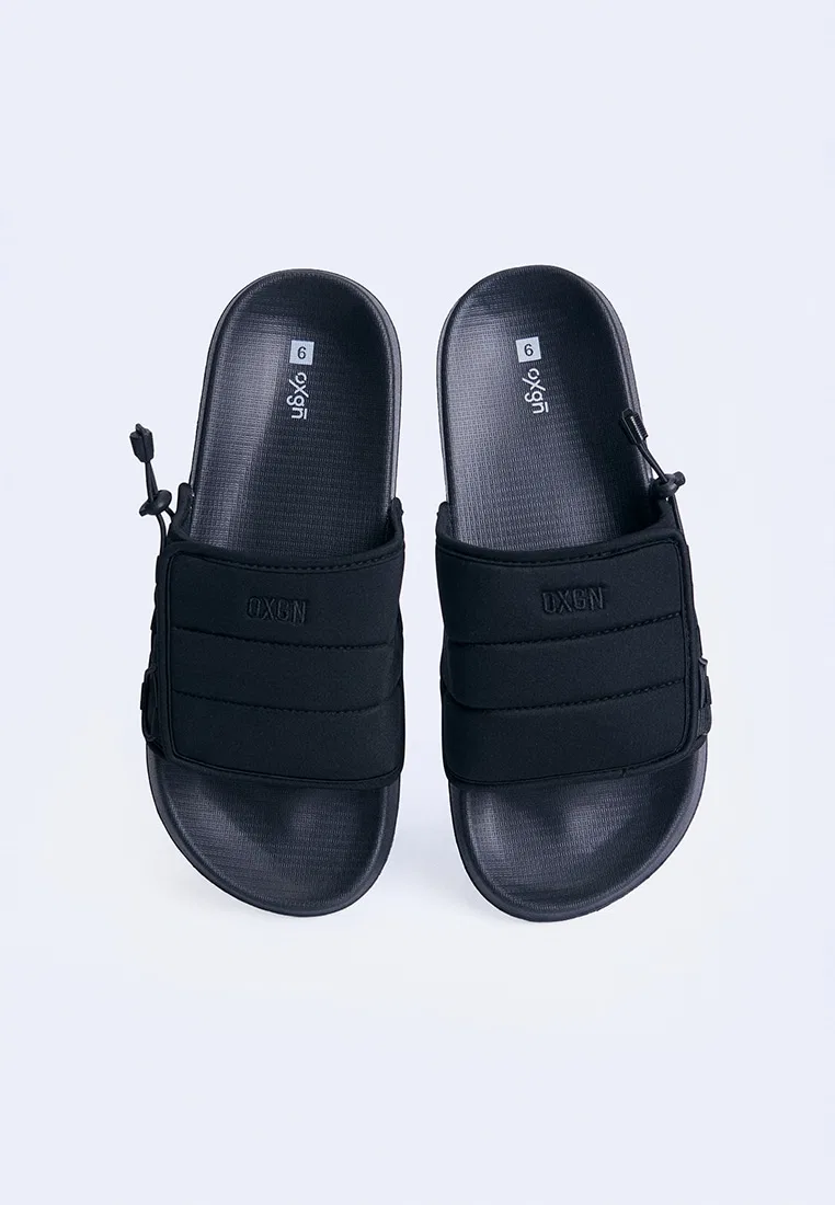 Мужские сандалии-слайды на липучке, Velcro, однотонные Oxgn, черный