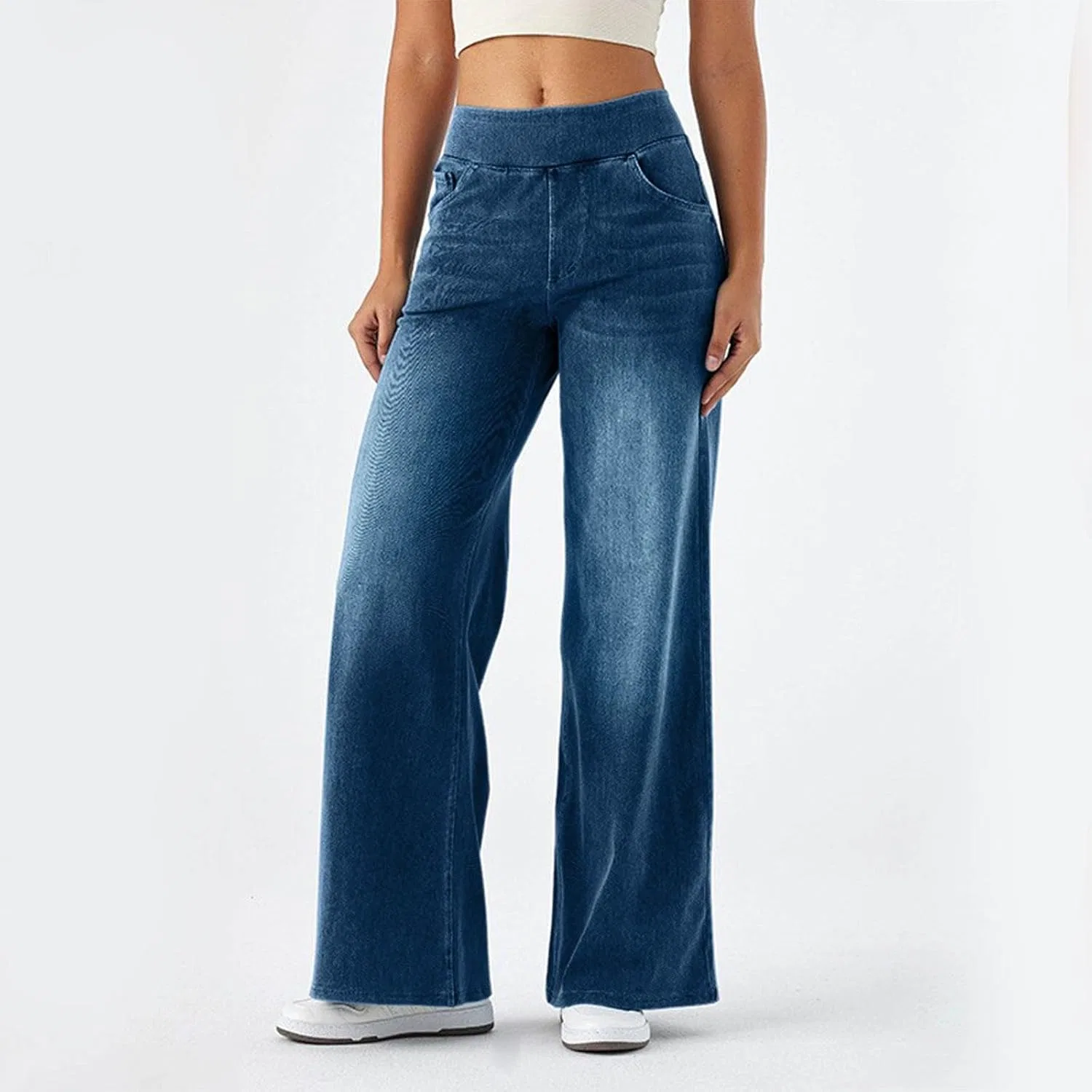 Джинсы свободные Wide Leg Jeans, Синий — фото 3