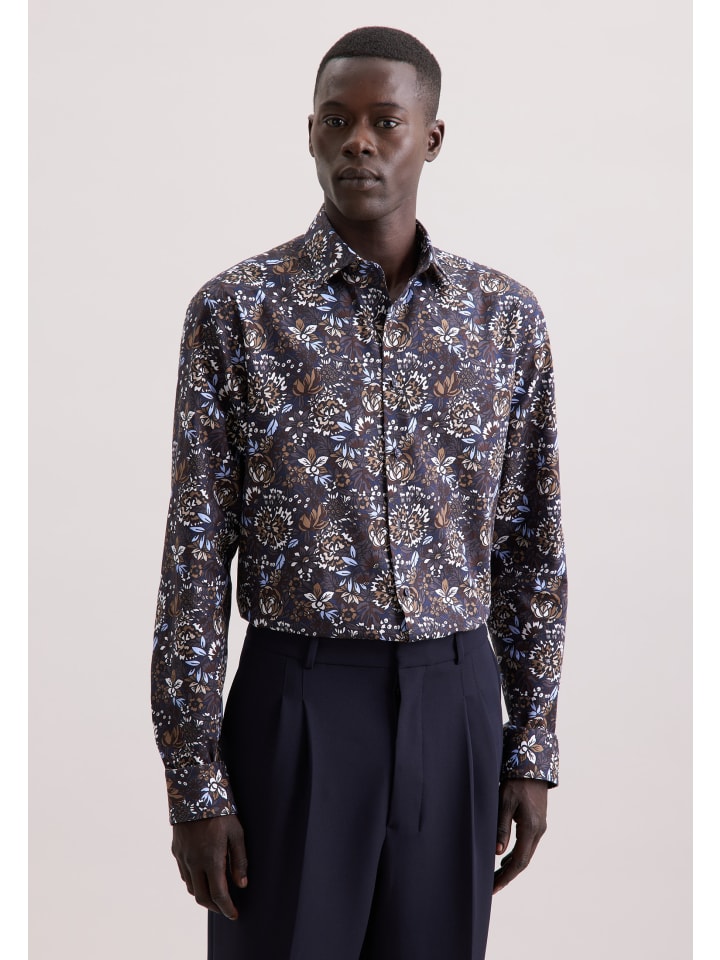 

Деловая рубашка Comfort коричневого цвета Seidensticker