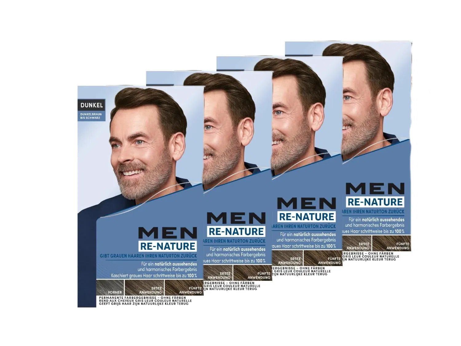 Крем для репигментации Men Perfect Re-Nature для мужчин, темно-коричневый до черного (4 x 145 мл) Men Perfect