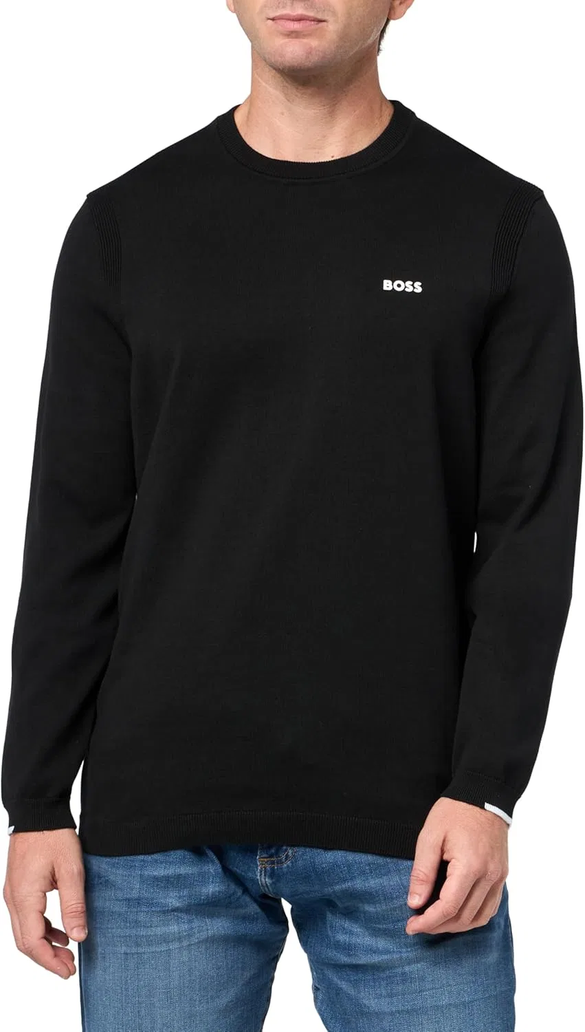 BOSS Мужской свитер Tech Flex Cotton Stretch Knit, черный
