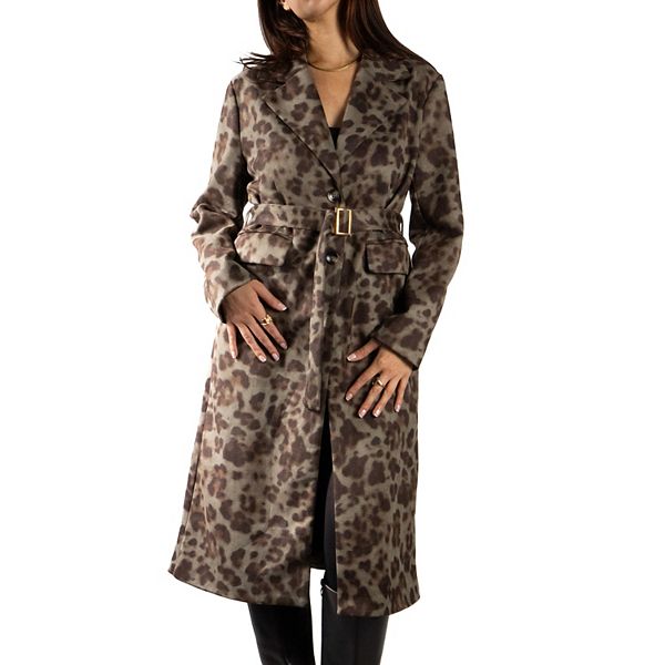 

Женский тренч из искусственной замши с принтом animal print Jess By Meiko, Light Green