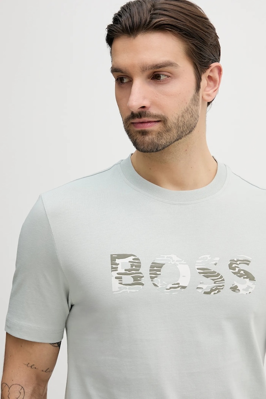 Хлопковая футболка te_insignia BOSS Orange, бирюзовый — фото 4