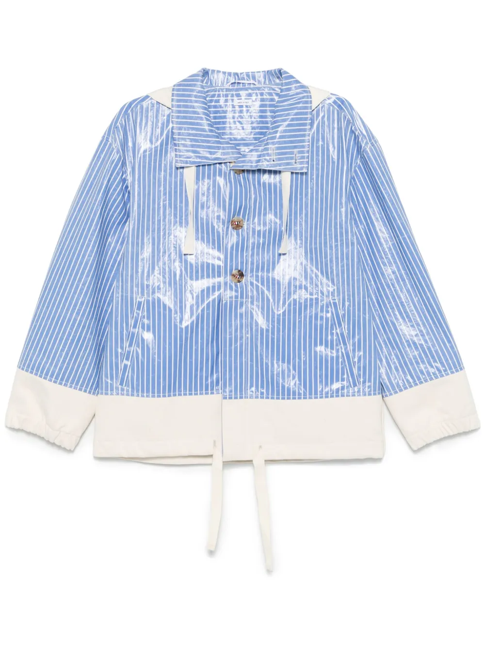 

Куртка в тонкую полоску с капюшоном THOM BROWNE, синий